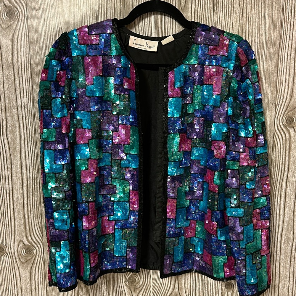 Vintage Silk Sequin & Beaded Blazer Sz S